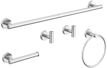 5 Pcs Chrome Bathroom Hardware Accessories Set SUS304 Stainless Steel by HOMEMYSTIQUE