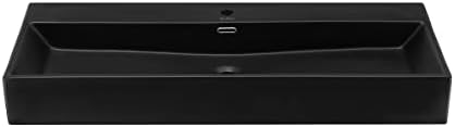 Claire 40” Rectangle Wall-Mount Bathroom Sink in Matte Black by SwissMadison