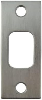 Square Corner Deadbolt Strike Plate, 1-1/8" x 2-3/4", Satin Chrome by StoneHarborHardware