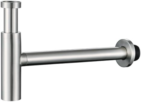 Brushed Nickel Bottle P Trap Brass Round 1 1/4 Inch Decorative P-Trap, Lavatory by SWHYGER