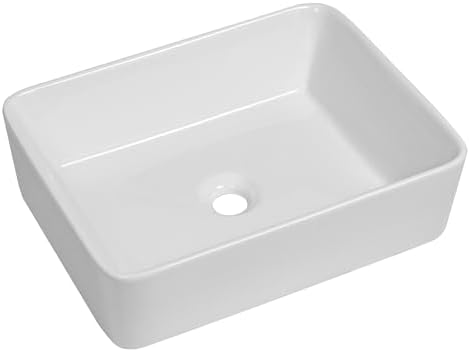 Logmey 19 Inch White Bathroom Vessel Sink 19x15 Inch Large Rectangle Vessel Sink - Image 2