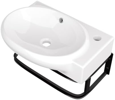 Logmey 17 Inch Wall Mount Corner Bathroom Sink 16.73"x11" Floating Sinks White - Image 4