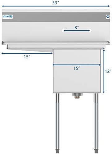 KoolMore 1 Compartment Stainless Steel NSF Commercial Kitchen Prep & Utility - Image 5