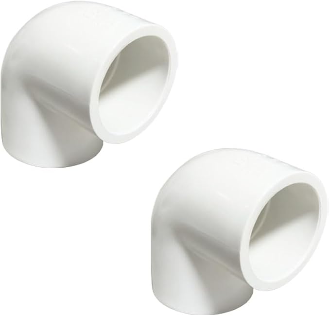 2PCS 1-1/2 Inch White PVC 90 Degree Elbow Adapter Pipe Fittings 2 Way Right by HayEastdor