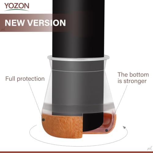 YOZON Chair Leg Floor Protectors Felt Silicone Caps Strengthen Bottom - Image 2