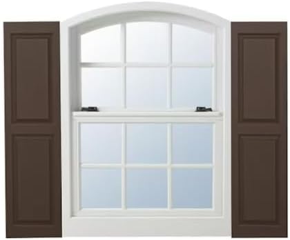 Homeside Raised Panel Vinyl Shutter 1 Pair 14-1/2in. x 43in. 035 Brown - Image 4