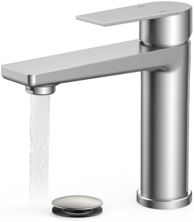 FORIOUS Single Hole Bathroom Faucet Brushed Nickel, Commercial Faucet by FORIOUS