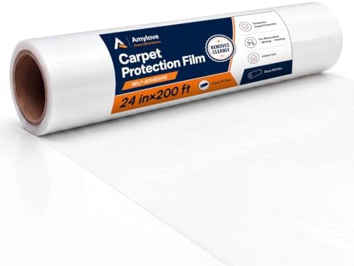 Amylove 24 Inch X 200 ft Carpet Plastic Protection Film, Transparent by Amylove