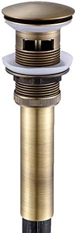 Flybath Sink Drain with Overflow Large Pop Up Antique Brushed Brass by Flybath