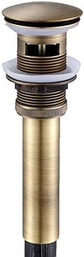 Flybath Sink Drain with Overflow Large Pop Up Antique Brushed Brass by Flybath