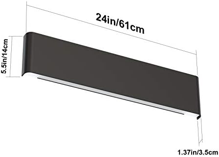 Aipsun 20W/24in Rectangular LED Black Modern Wall Sconce Horizontal Up and Down - Image 6