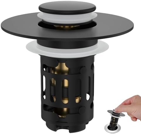 Hibbent Universal Bathroom Sink Drain Strainer, 3 in 1 Pop Up Stopper by Hibbent