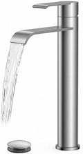 FORIOUS Waterfall Bathroom Faucet Single Hole Brushed Nickel Vessel by FORIOUS