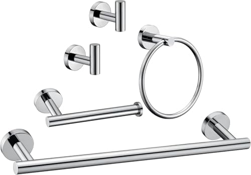 5 Pieces Polished Chrome Bathroom Hardware Accessories Set, Hand Towel Ring by Meetuniquestylesandneeds