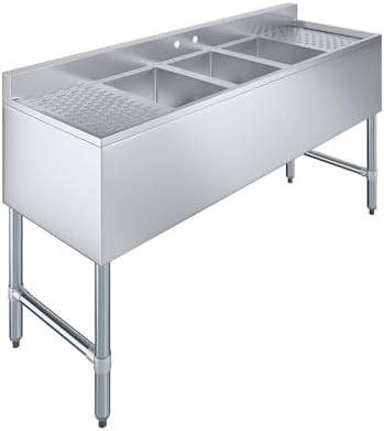 AmGood 60 in. x 19 in. Three Bowl Commercial Underbar Sink by AmGood