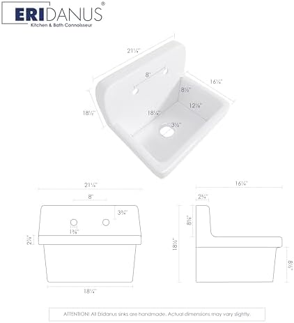 Eridanus 21" Utility Sink, Wall Mount Farmhouse Laundry Sinks - Image 2
