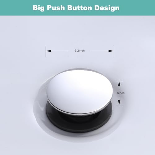 Bathroom Sink Drain Without Overflow, ARCORA Chrome Pop Up Drain - Image 6