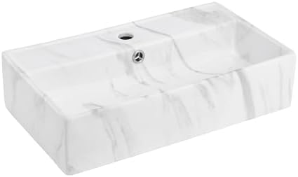 Claire 22” Rectangle Wall-Mount Bathroom Sink in White Marble by SwissMadison