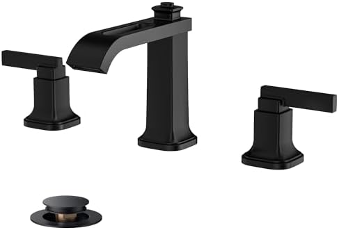 FORIOUS Bathroom Faucet 3 Hole Widespread Sink Faucets Matte Black by FORIOUS