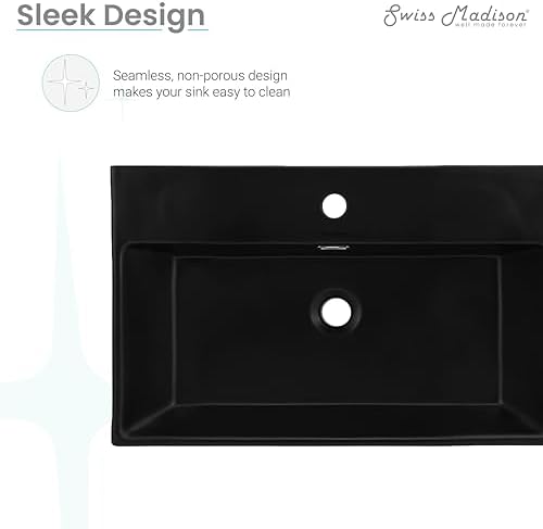 Claire 24” Rectangle Wall-Mount Bathroom Sink in Matte Black - Image 5