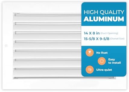 Rustproof 14 x 8 Inch Aluminum Vent Cover – Quiet Return Air Grille by Air360