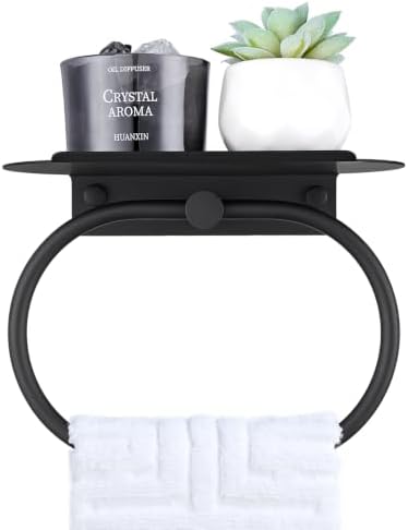 Suyar Oval Towel Ring with Shelf, Bathroom Hand Towel Holder Matte Black by Suyar