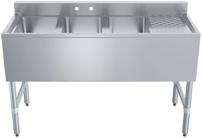 AmGood 48 in. x 18-3/4 in. Three Compartment Under Bar Sink - Image 2