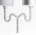 1 1/2" or 1 1/4" Double Bowl Sink Drain, Expandable & Flexible All-in-One by mucol
