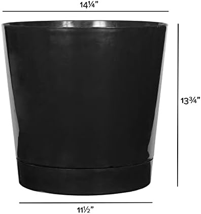 Novelty Root & Vessel Majestic Full Depth Round Cylinder Pot, Glossy Black - Image 2