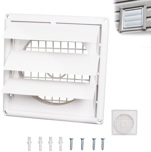 6-Inch Dryer Vent Cover, Outdoor Dryer Louvered Hood8×8" Exterior Wall Vent — by Swess