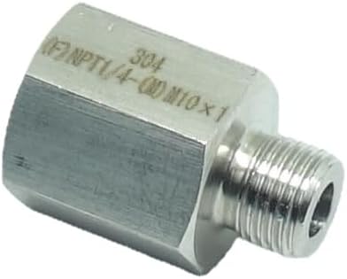 1 Piece 1/4" NPT Pipe Female x M10 x1 Male Metric Gauge Adapter Stainless 304 - Image 2