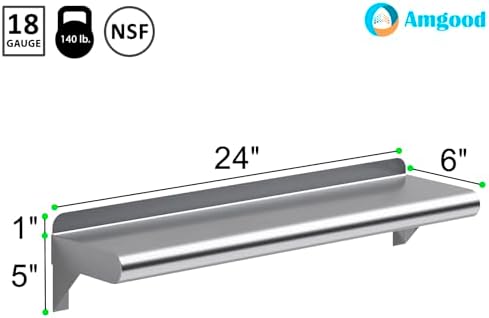 AmGood 6 in. x 24 in. Stainless Steel Wall Mount Shelf - Image 3