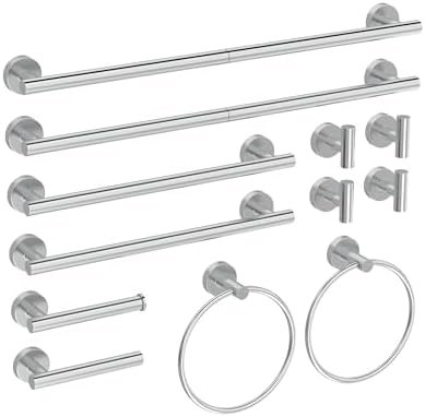 12 Pcs Chrome Bathroom Hardware Accessories Set SUS304 Stainless Steel by HOMEMYSTIQUE