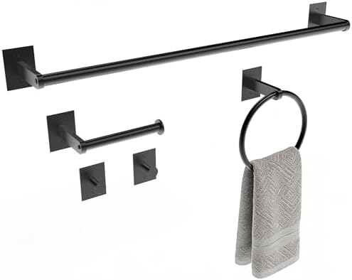 Matte Black Bathroom Accessories Set, 5 Pieces Bathroom Hardware Set, 24 inch by Unknown