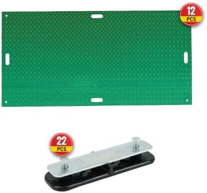12 Pack 4' x 8' Green Ground Protection Mats w/Double Sided Diamond Plated - Image 2