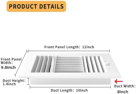 2 Pack 10x8 Inch FanGoFast Ceiling Register Wall Vent 3-Way Plastic Sidewall - Image 2