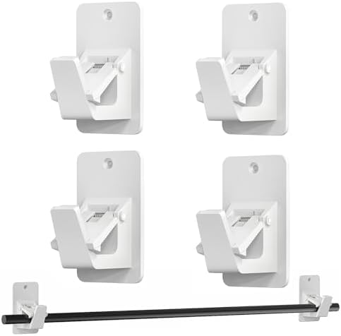 No Drill Curtain Rod Brackets, Universal Curtain Rod Holder, 4 Pack Self by EKOTTOK