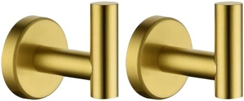 JQK Bathroom Towel Hook Brushed Gold, Brass Coat Robe Clothes Hook by Homeimprovement