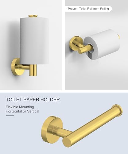 5 Pcs Brushed Gold Bathroom Accessories Hardware Set SUS304 Stainless Steel - Image 4