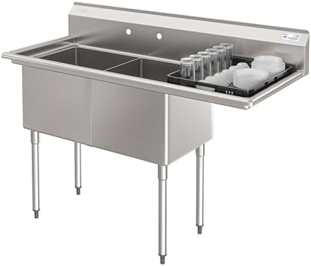 KoolMore 57 in. 18-Gauge 2-Compartment Commercial Sink by KoolMore