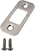 Solid Brass Deadbolt Strike Plate, Door Backplate, Round Corner, Brush Nickel by QCAAHardware