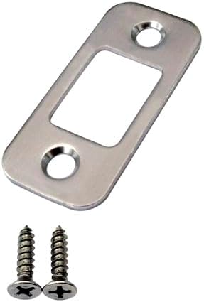 Solid Brass Deadbolt Strike Plate, Door Backplate, Round Corner, Brush Nickel by QCAAHardware