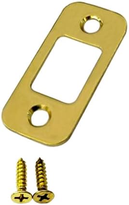 Solid Brass Deadbolt Strike Plate, Door Backplate, Round Corner, Polish Brass by QCAAHardware