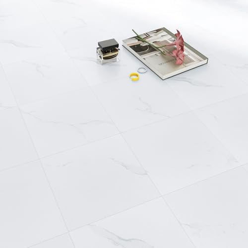 Peel and Stick Vinyl Floor Tiles | White Marble | 30 Tiles - Image 6