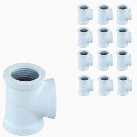 1/2" TEE Industrial Threaded Black Iron Pipe Fittings; White Satin Finish by PRIMPIPEWORKS