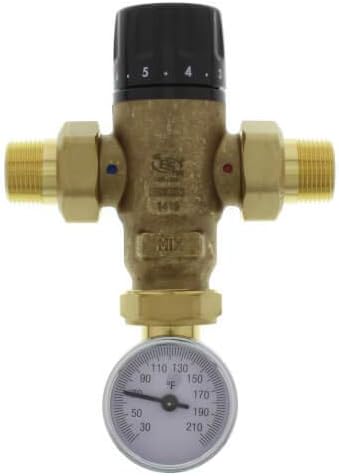 3/4" Male NPT MIXCAL 3-Way Adjustable Thermostatic Mixing Valve w/Temp Gauge by Unknown