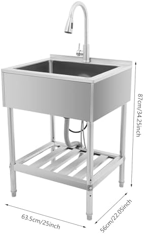 Single Bowl Laundry Tub, Freestanding Utility Sink - Image 2