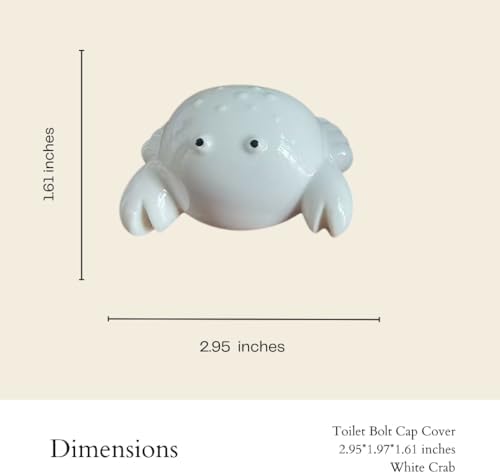 2 Pack Toilet Bolt Caps, Ceramic White Cute Crab, Decorative Bathroom - Image 3