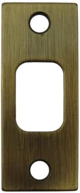 Square Corner Deadbolt Strike Plate, 1-1/8" x 2-3/4", Antique Brass by StoneHarborHardware