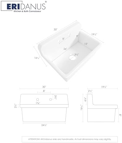 Eridanus 30" Utility Sink, Wall Mount Farmhouse Laundry Sinks - Image 3